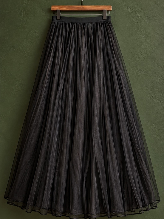 Dana Buchman Dresses & Skirts - Vintage 90s Black Tulle Maxi Skirt Dark Academia Whimsigoth Gothic